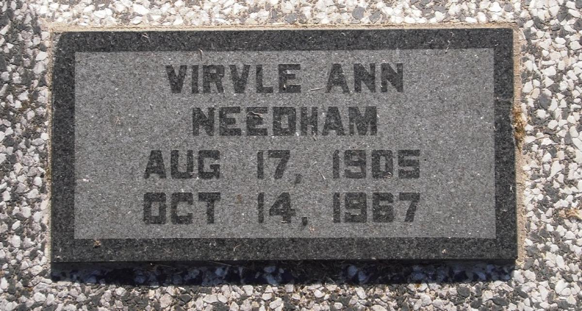 OK, Grove, Olympus Cemetery, Headstone, Needham, Virvle Ann