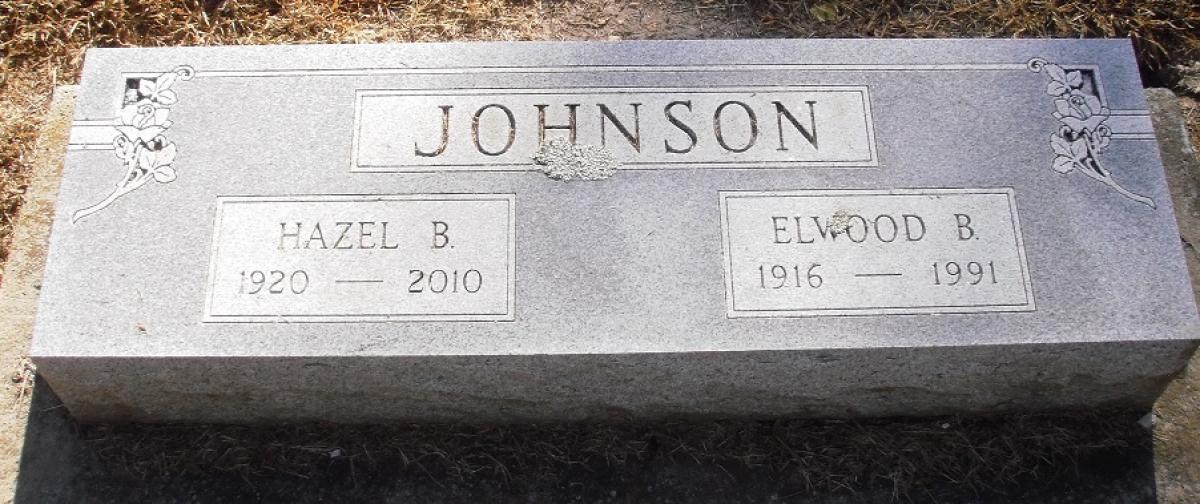 OK, Grove, Olympus Cemetery, Headstone, Johnson, Elwood B. & Hazel B.