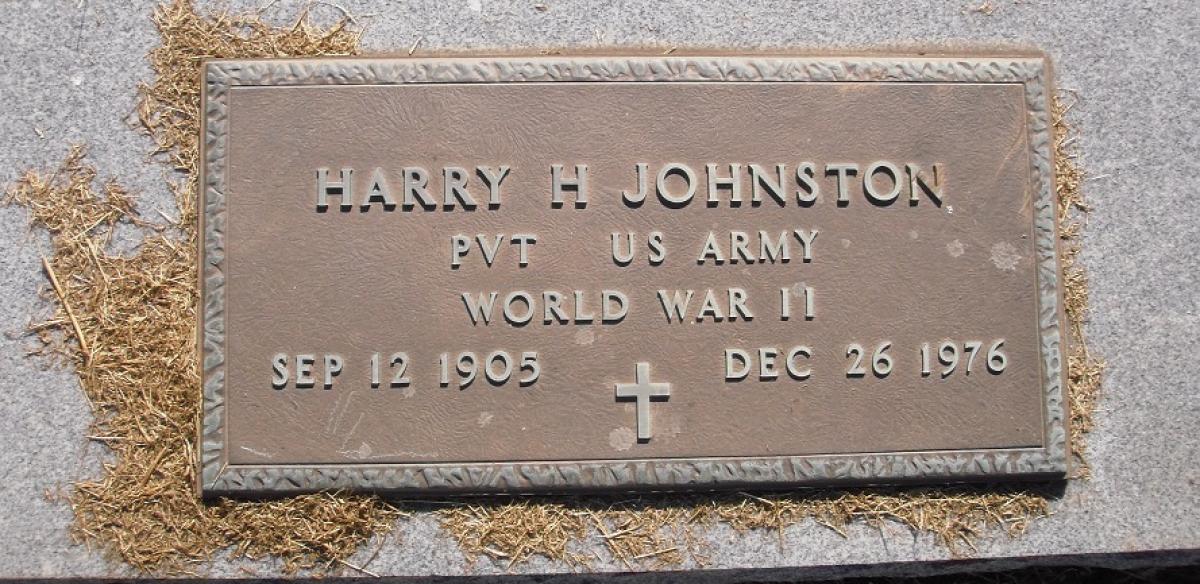 OK, Grove, Olympus Cemetery, Military Headstone, Johnston, Harry H.