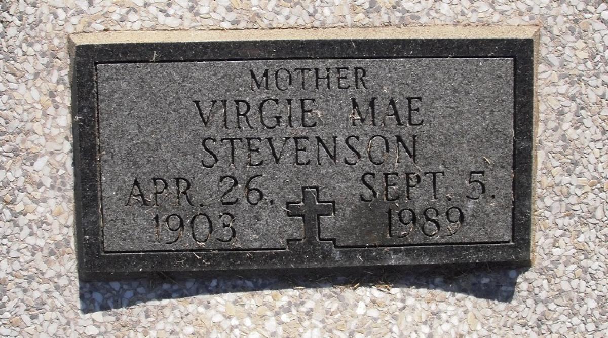 OK, Grove, Olympus Cemetery, Headstone, Stevenson, Virgie Mae
