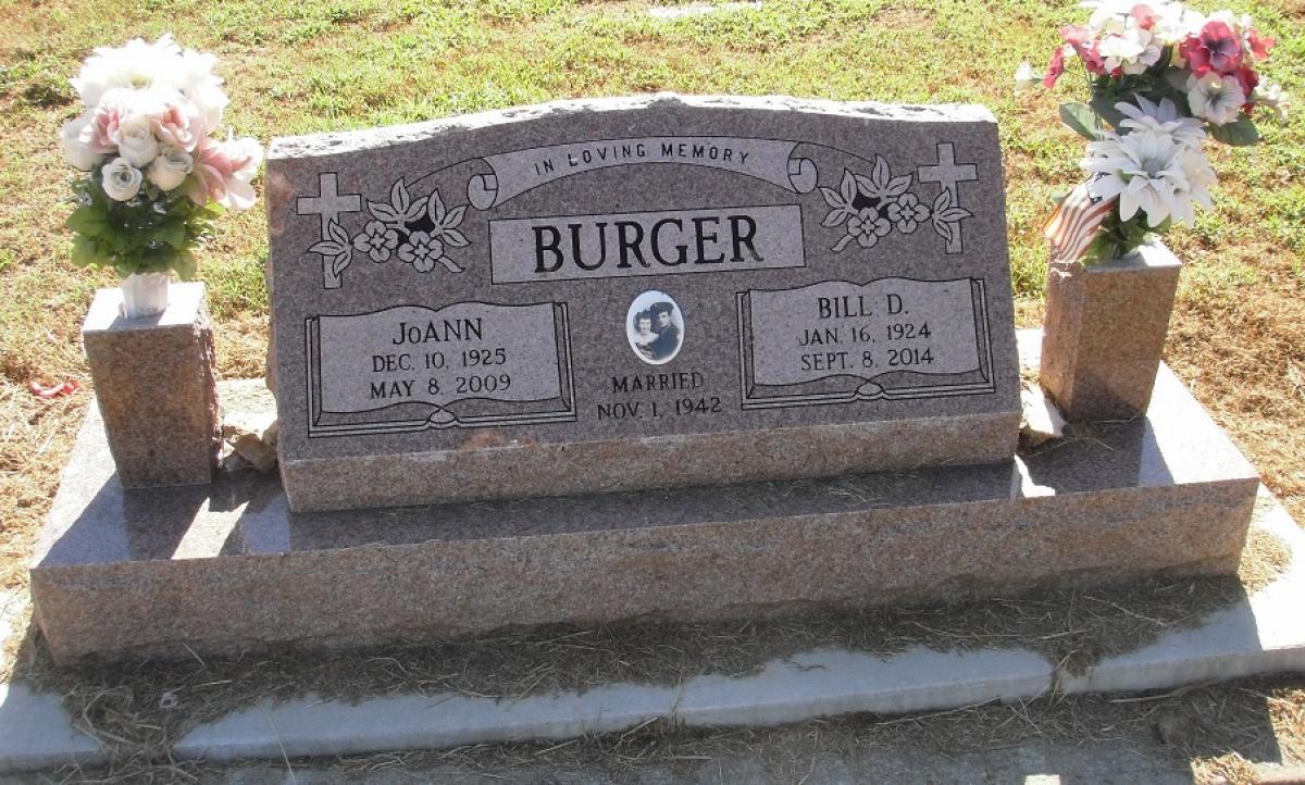 Burger, Bill D. "Billy" & JoAnn OK, Grove, Olympus Cemetery, Headstone, Burger, Bill D. (Billy) & JoAnn