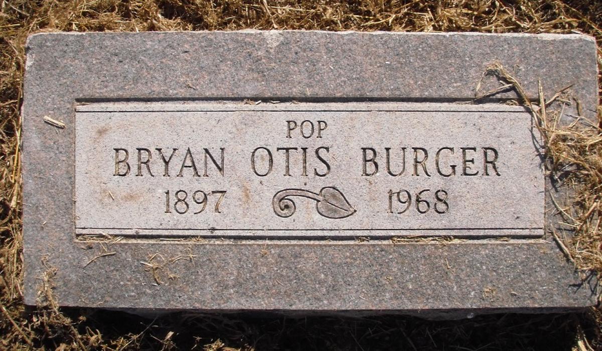OK, Grove, Olympus Cemetery, Headstone, Burger, Bryan Otis