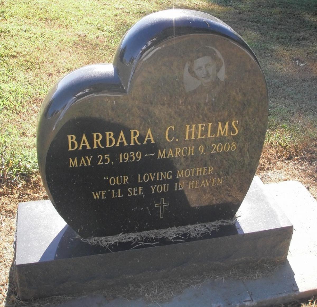 OK, Grove, Olympus Cemetery, Headstone, Helms, Barbara C.