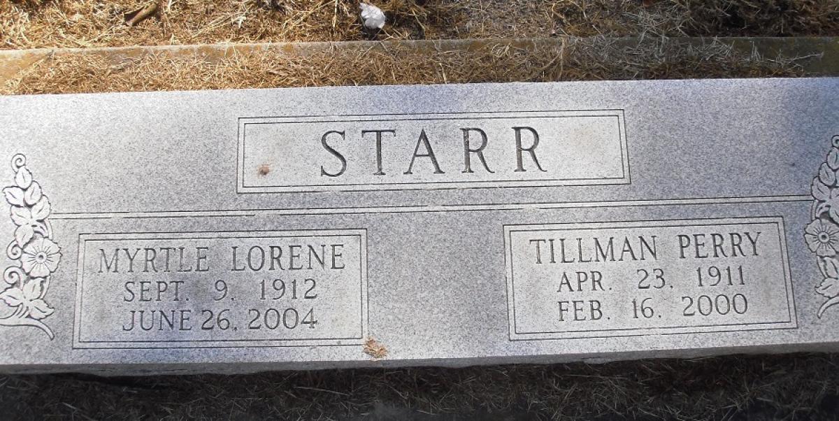 OK, Grove, Olympus Cemetery, Headstone, Starr, Tillman Perry & Myrtle Lorene