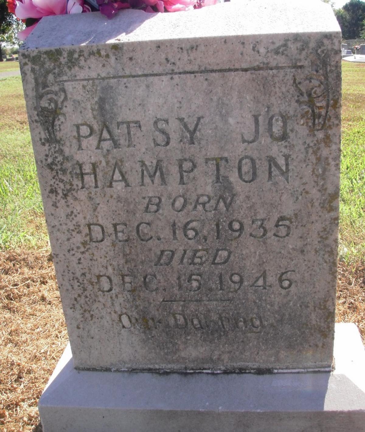 OK, Grove, Olympus Cemetery, Headstone, Hampton, Patsy Jo