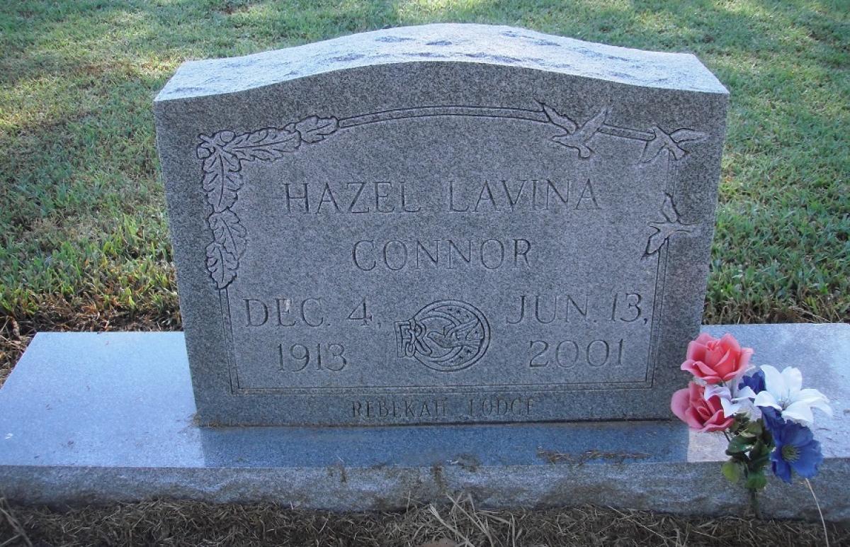 OK, Grove, Olympus Cemetery, Headstone, Connor, Hazel Lavina