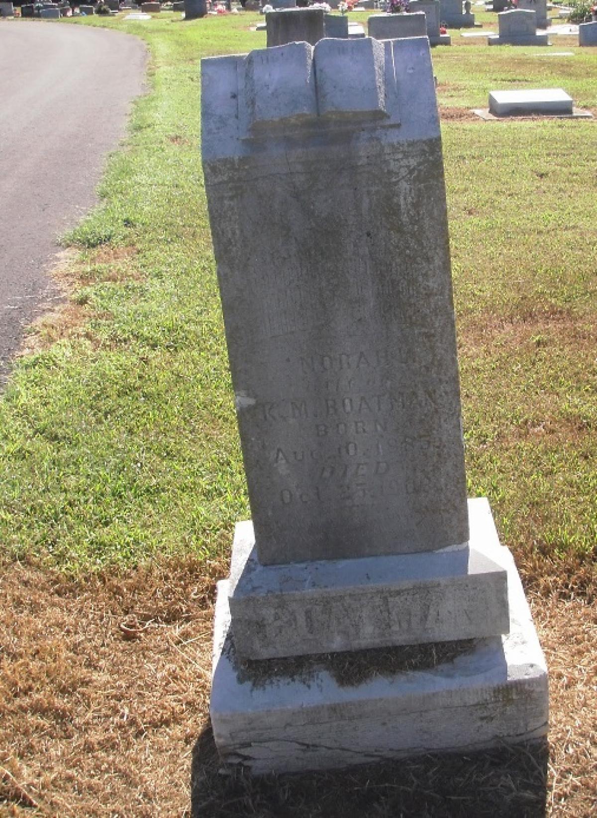 OK, Grove, Olympus Cemetery, Headstone, Boatman, Norah L.