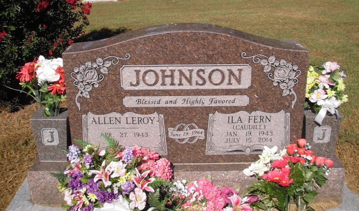OK, Grove, Olympus Cemetery, Headstone, Johnson, Allen Leroy & Ila Fern (Caudill)