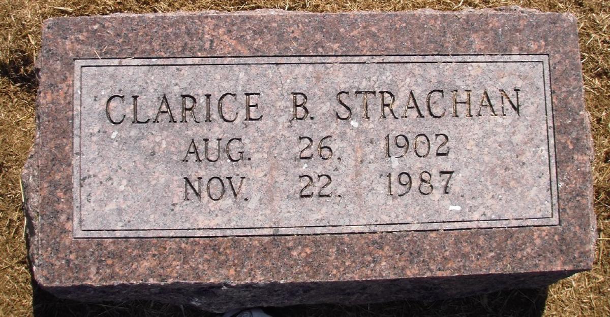 OK, Grove, Olympus Cemetery, Headstone, Strachan, Clarice B.