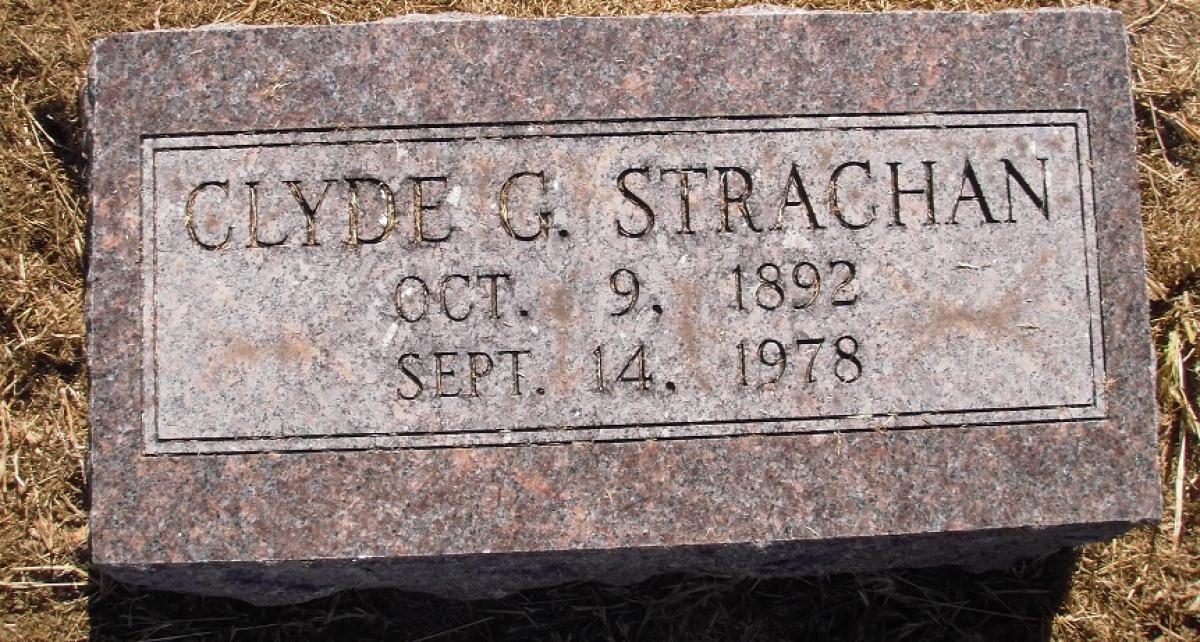 OK, Grove, Olympus Cemetery, Headstone, Strachan, Clyde G.