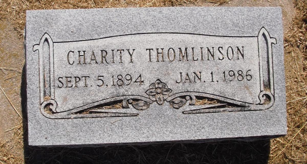 OK, Grove, Olympus Cemetery, Headstone, Thomlinson, Charity