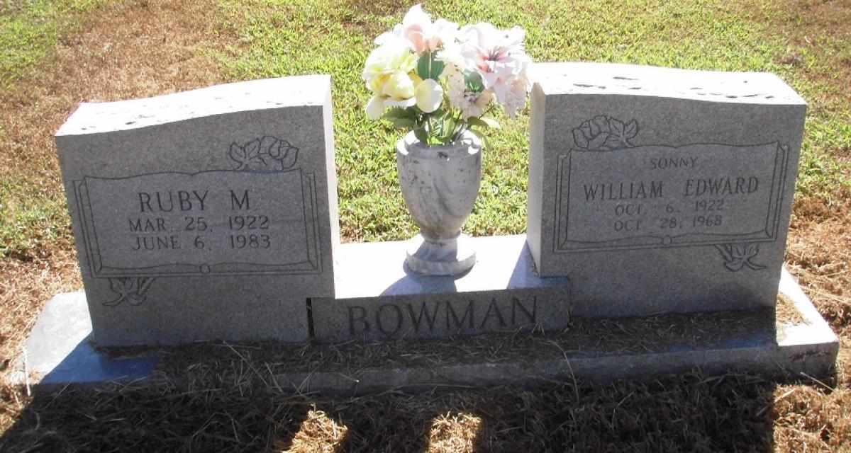 OK, Grove, Olympus Cemetery, Headstone, Bowman, William Edward (Sonny) & Ruby M.
