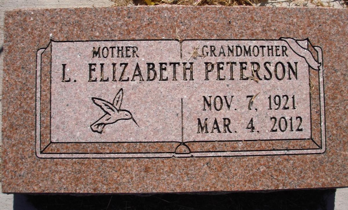 OK, Grove, Olympus Cemetery, Headstone, Peterson, L. Elizabeth