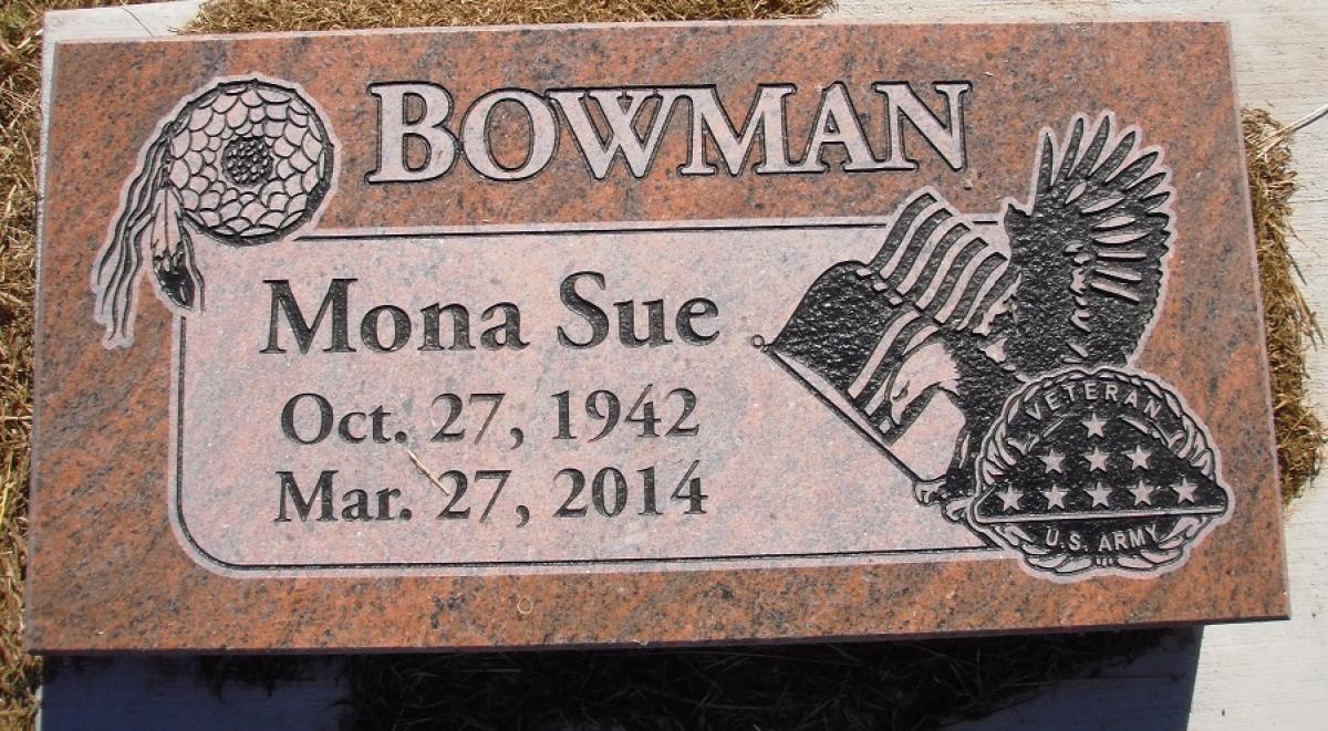 OK, Grove, Olympus Cemetery, Headstone, Bowman, Mona Sue