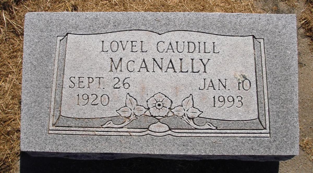 OK, Grove, Olympus Cemetery, Headstone, McAnally, Lovel (Caudill)