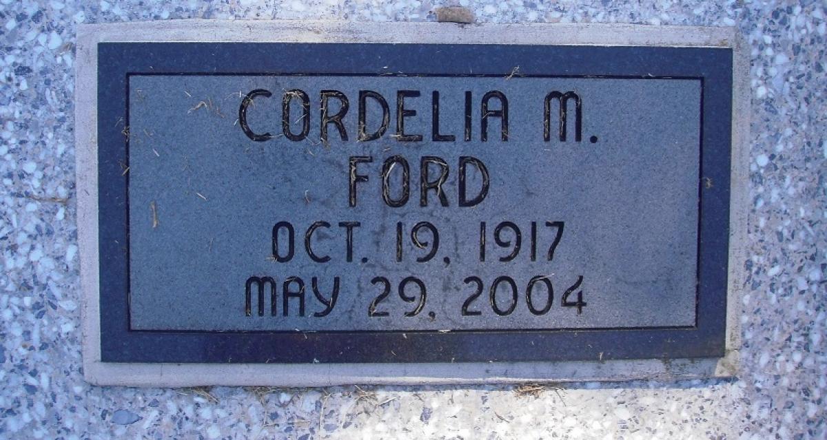 OK, Grove, Olympus Cemetery, Headstone, Ford, Cordelia M.