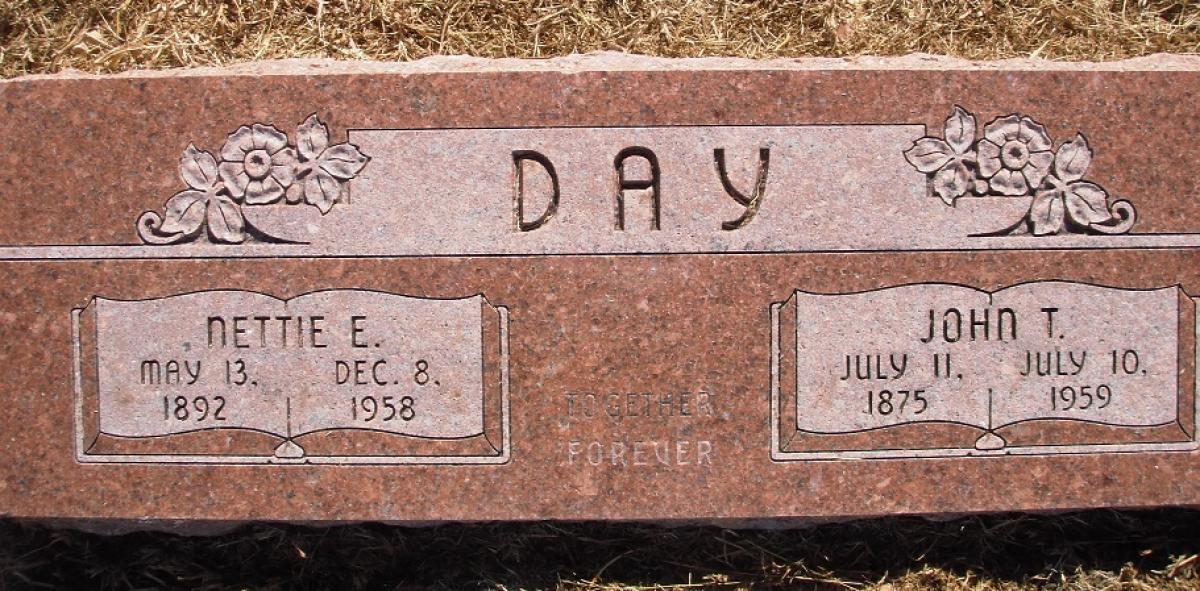 OK, Grove, Olympus Cemetery, Headstone, Day, John T. & Nettie E.