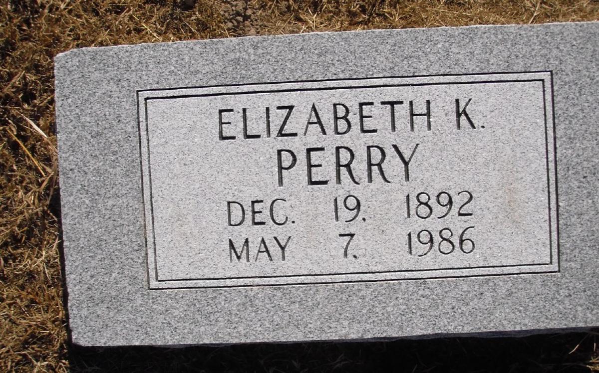 OK, Grove, Olympus Cemetery, Headstone, Perry, Elizabeth K.
