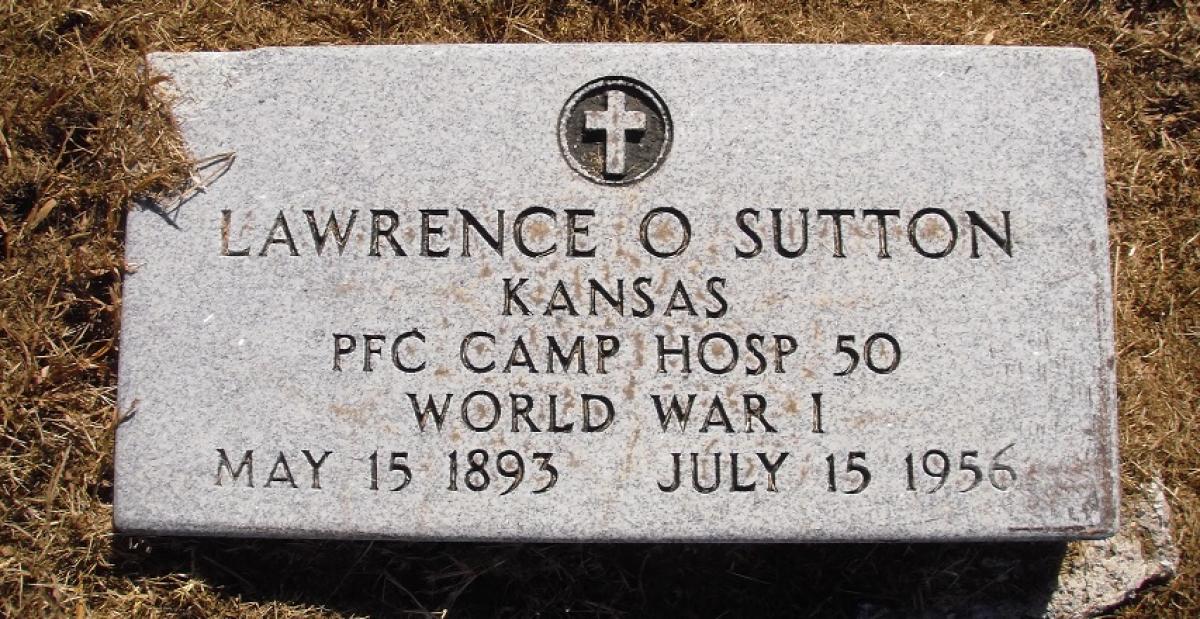 OK, Grove, Olympus Cemetery, Military Headstone, Sutton, Lawrence O.
