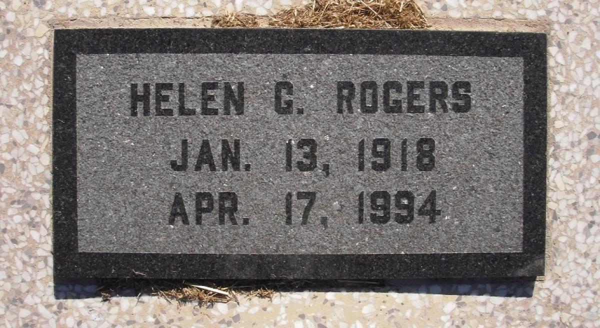 OK, Grove, Olympus Cemetery, Headstone, Rogers, Helen G.