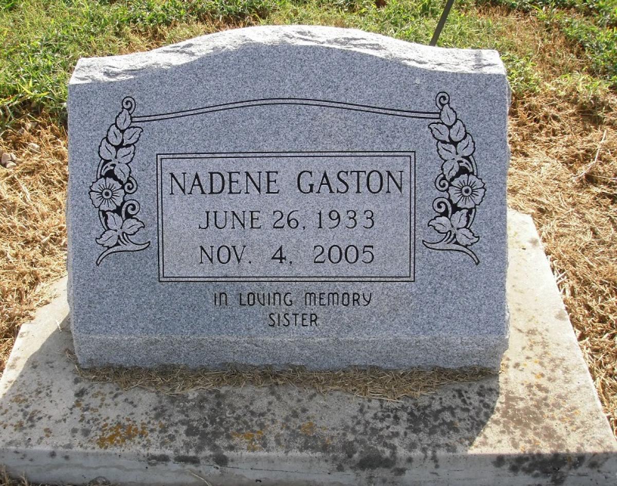 OK, Grove, Olympus Cemetery, Headstone, Gaston, Nadene