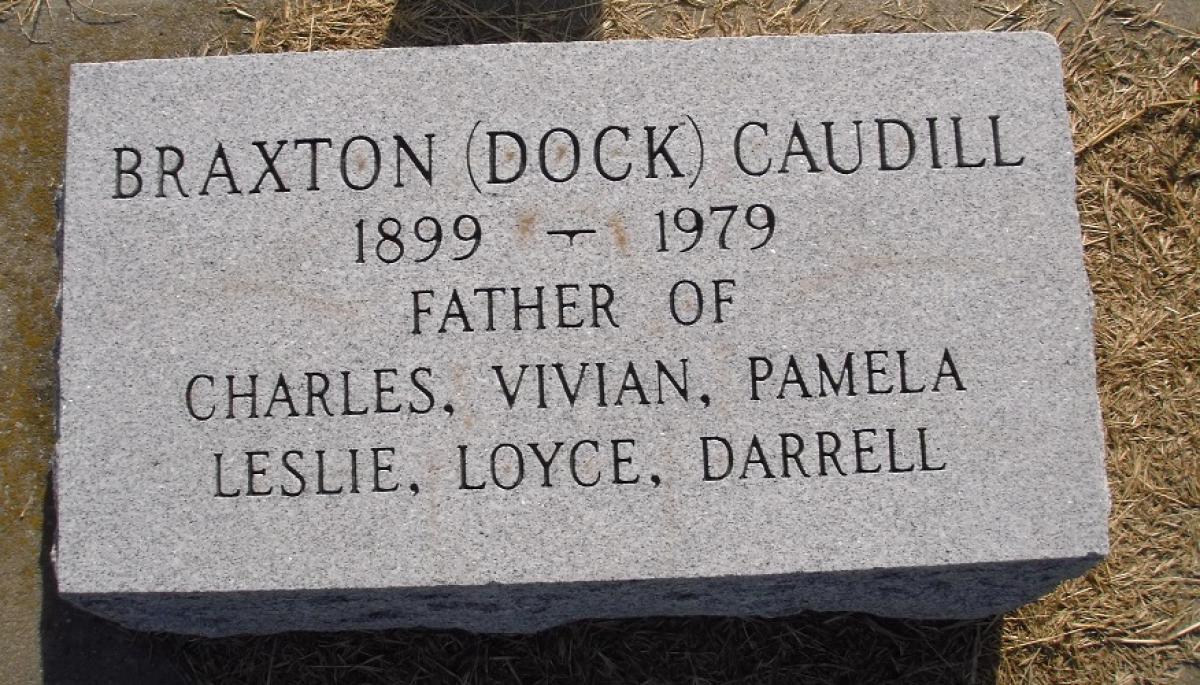 OK, Grove, Olympus Cemetery, Headstone, Caudill, Braxton "Dock"