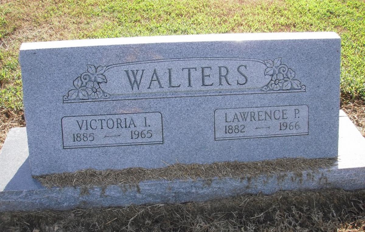 OK, Grove, Olympus Cemetery, Headstone, Walters, Lawrence P. & Victoria I.