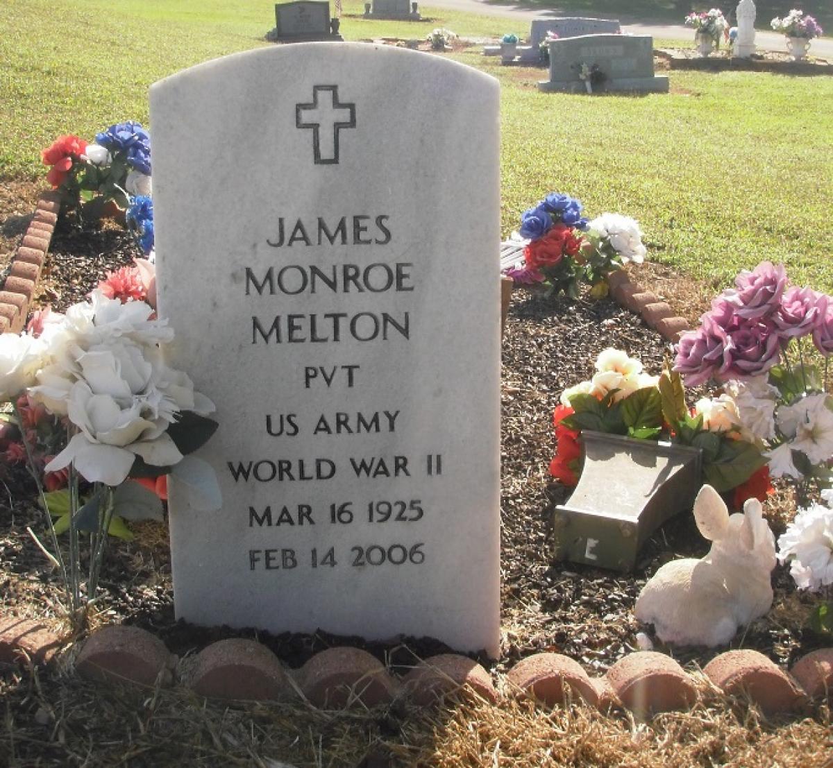 OK, Grove, Olympus Cemetery, Military Headstone, Melton, James Monroe