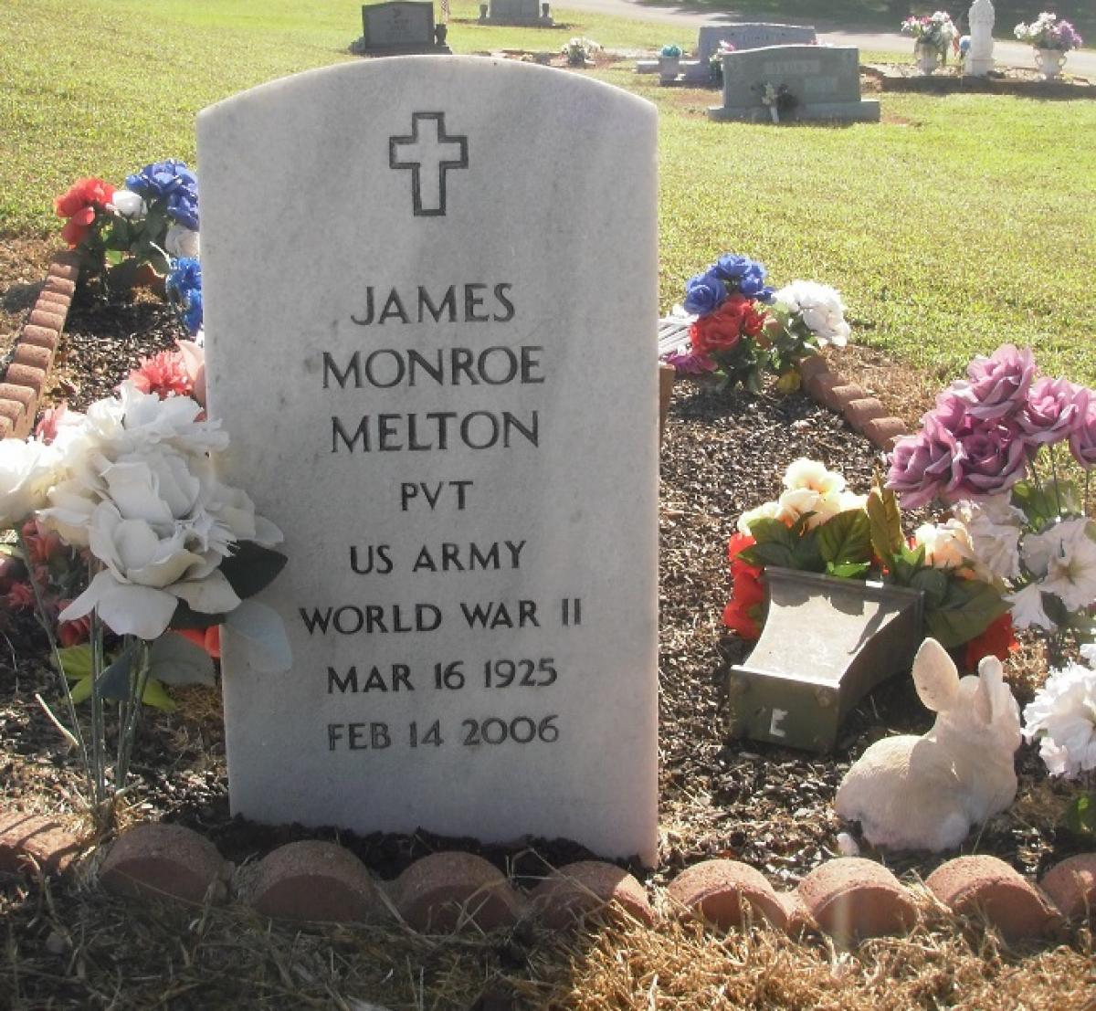 OK, Grove, Olympus Cemetery, Military Headstone, Melton, James Monroe