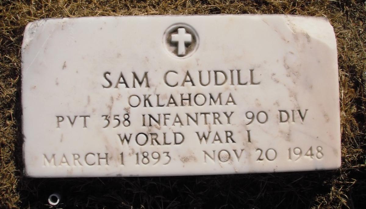 OK, Grove, Olympus Cemetery, Military Headstone, Caudill, Sam