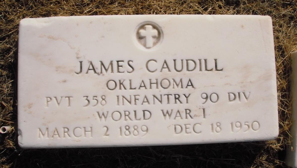 OK, Grove, Olympus Cemetery, Military Headstone, Caudill, James