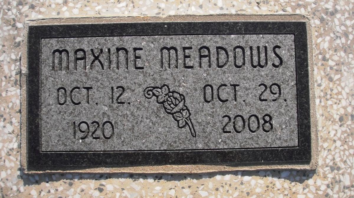 OK, Grove, Olympus Cemetery, Headstone, Meadows, Maxine