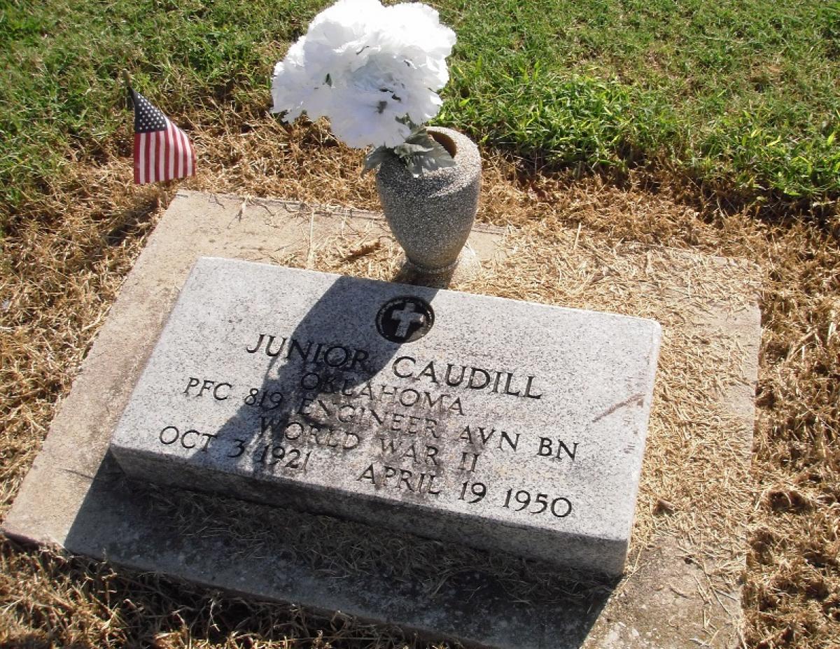 OK, Grove, Olympus Cemetery, Military Headstone, Caudill, Junior