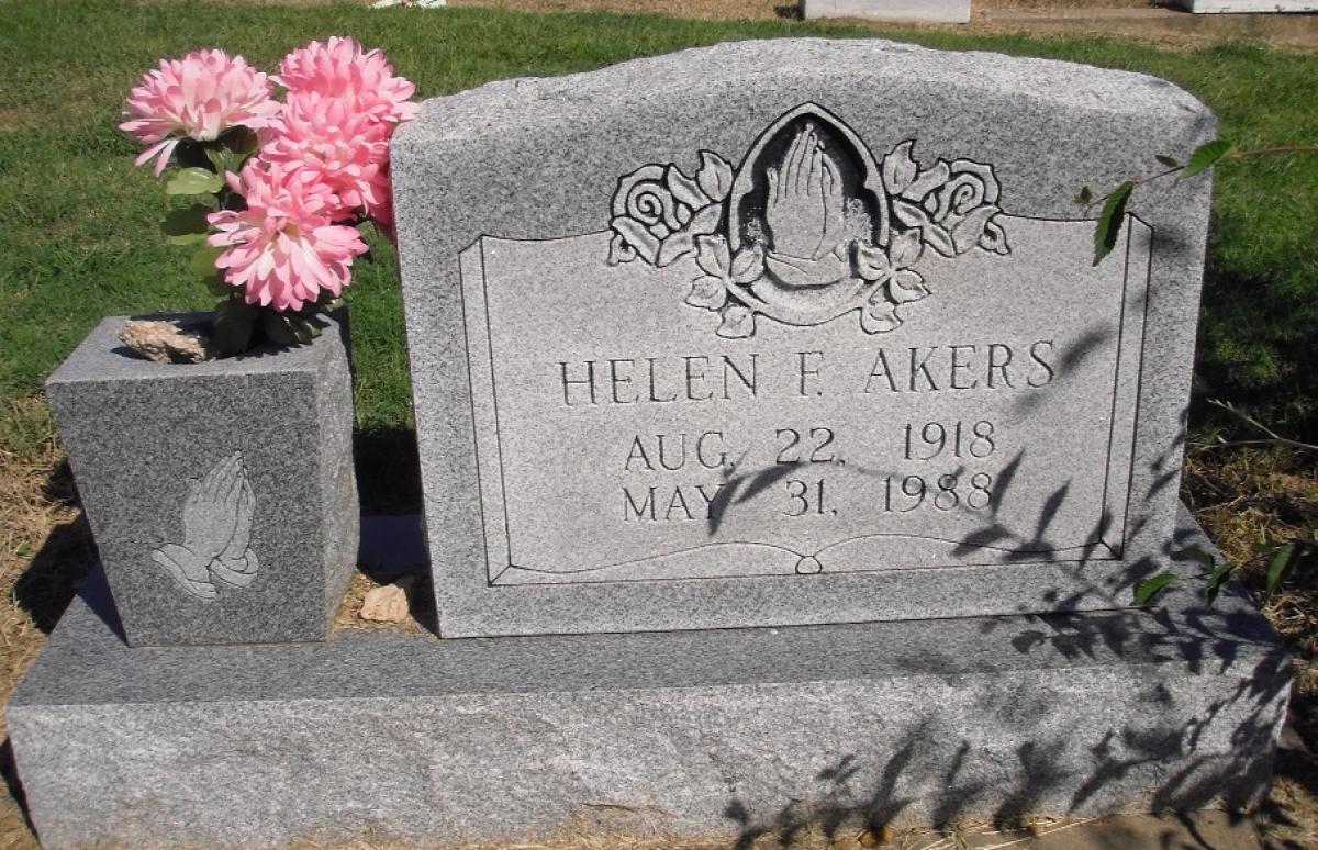 OK, Grove, Olympus Cemetery, Headstone, Akers, Helen F.