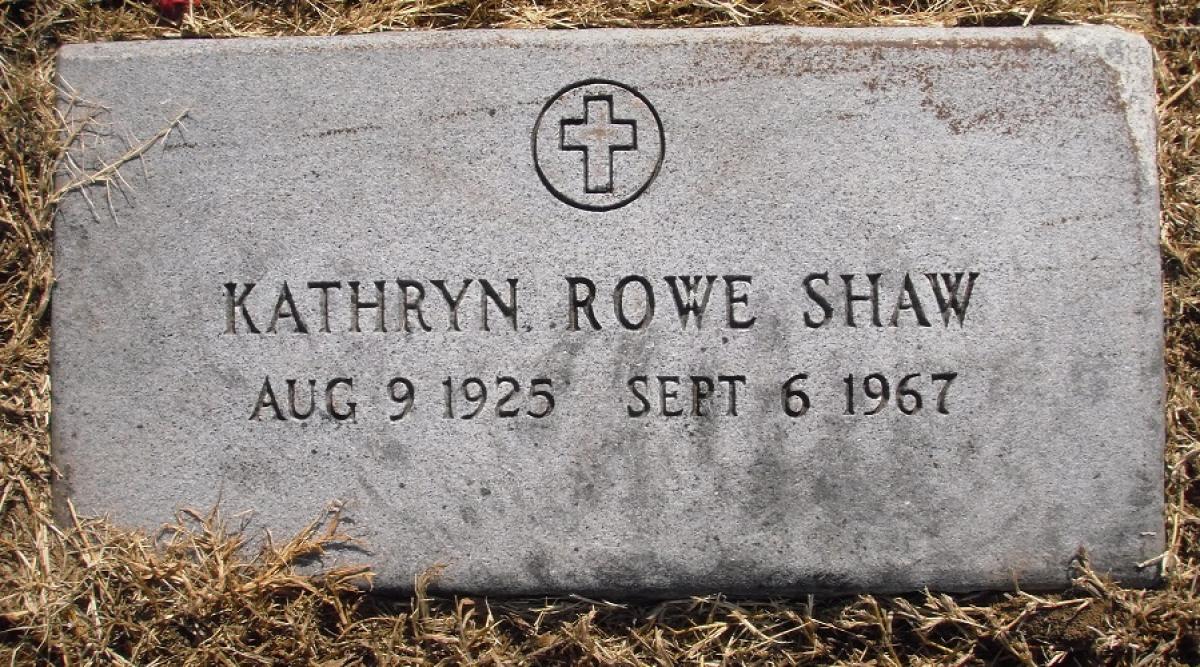 OK, Grove, Olympus Cemetery, Headstone, Shaw, Kathryn (Rowe)