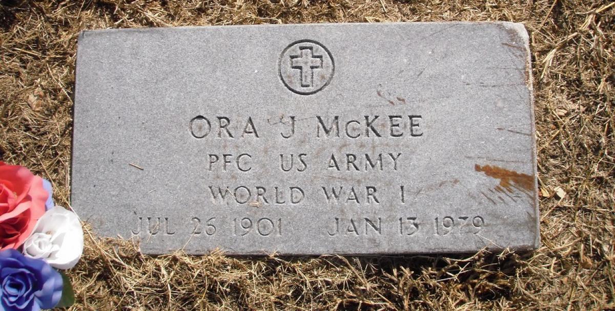 OK, Grove, Olympus Cemetery, Military Headstone, McKee, Ora J.