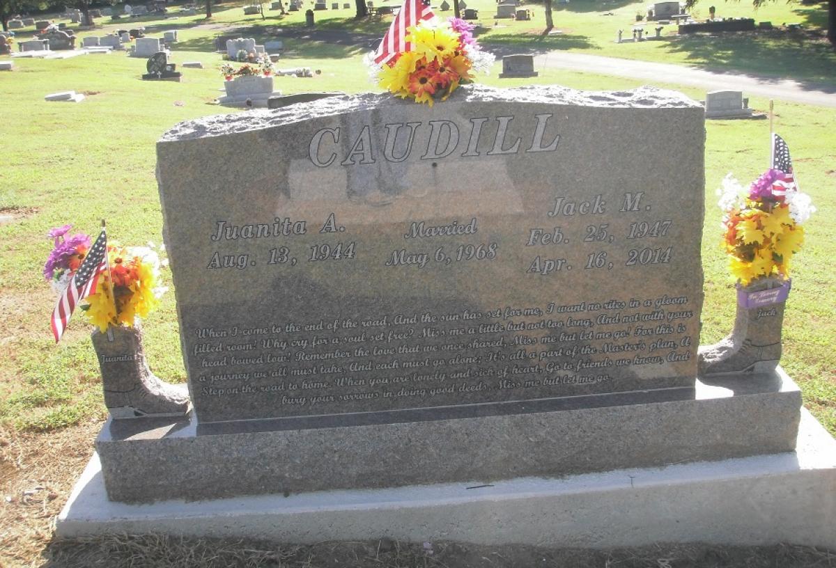 OK, Grove, Olympus Cemetery, Headstone, Caudill, Jack M. & Juanita A.