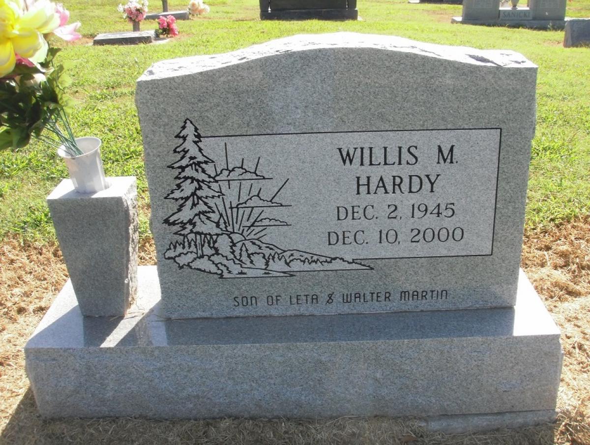 OK, Grove, Olympus Cemetery, Headstone, Hardy, Willis M.