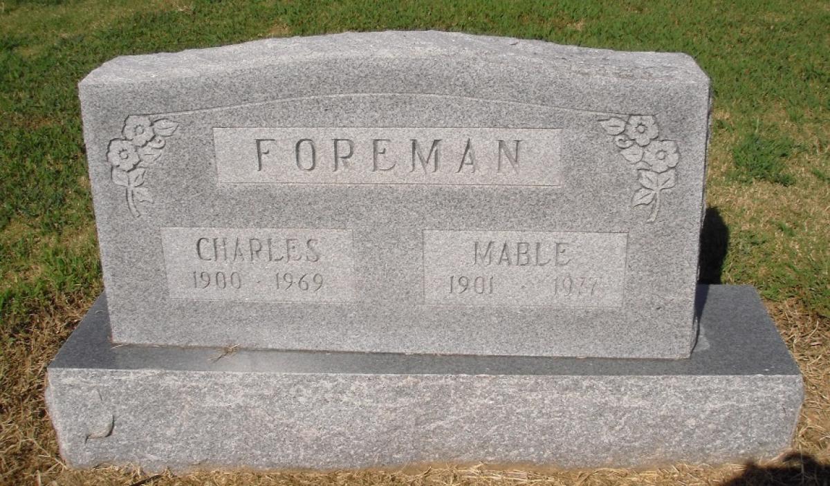 OK, Grove, Olympus Cemetery, Headstone, Foreman, Charles & Mable