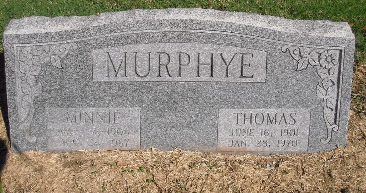 OK, Grove, Olympus Cemetery, Headstone, Murphye, Thomas & Minnie