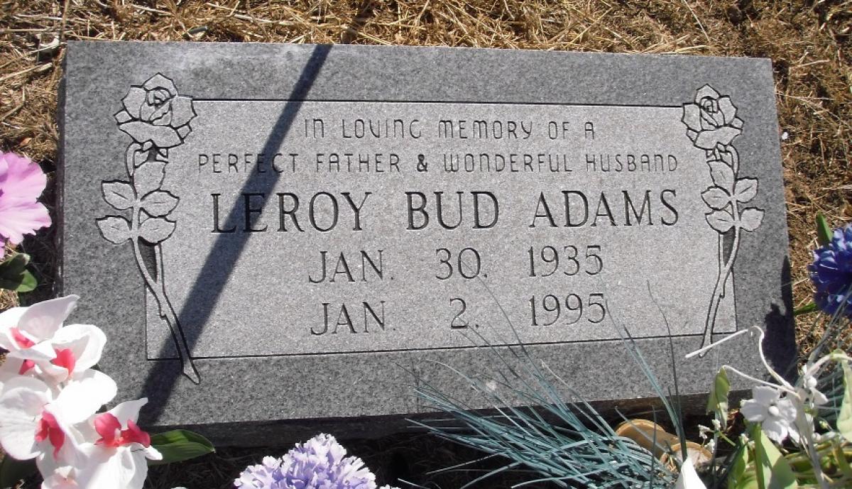 OK, Grove, Olympus Cemetery, Headstone, Adams, Leroy Bud