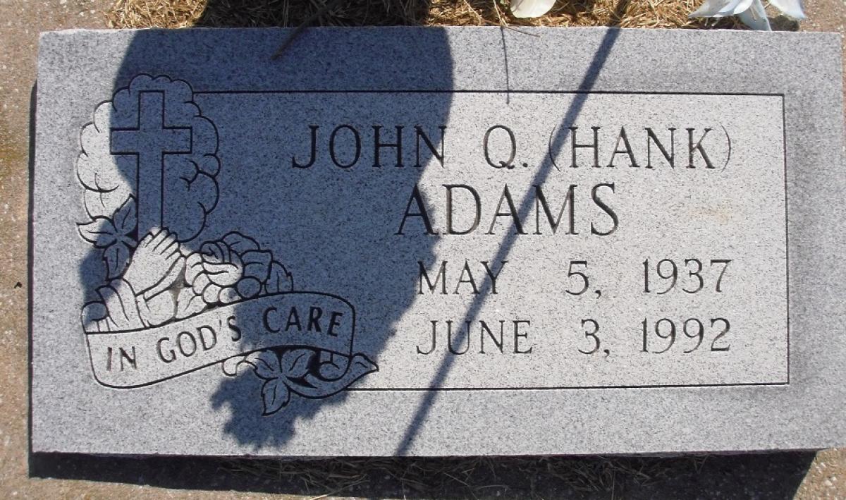 OK, Grove, Olympus Cemetery, Headstone, Adams, John Q. "Hank"