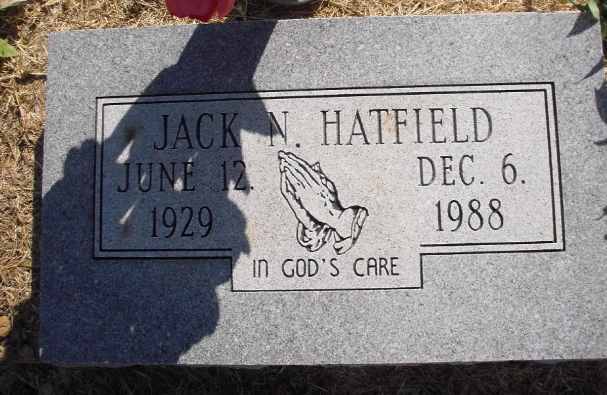 OK, Grove, Olympus Cemetery, Headstone, Hatfield, Jack N.
