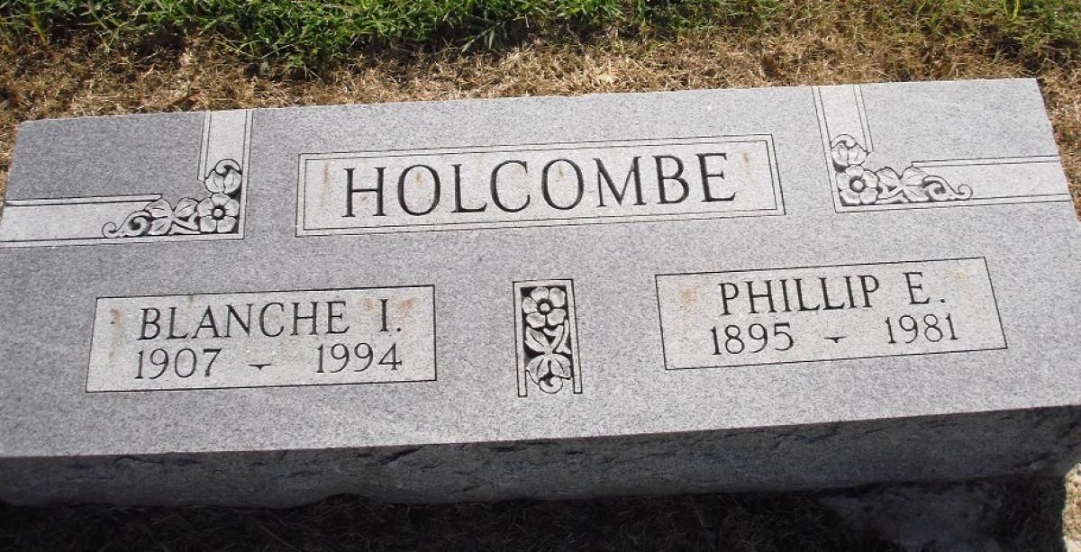OK, Grove, Olympus Cemetery, Headstone, Holcombe, Phillip E. & Blanche I.