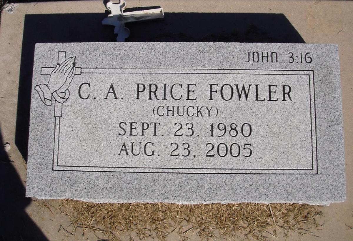 OK, Grove, Olympus Cemetery, Headstone, Fowler, C. A. Price "Chucky"
