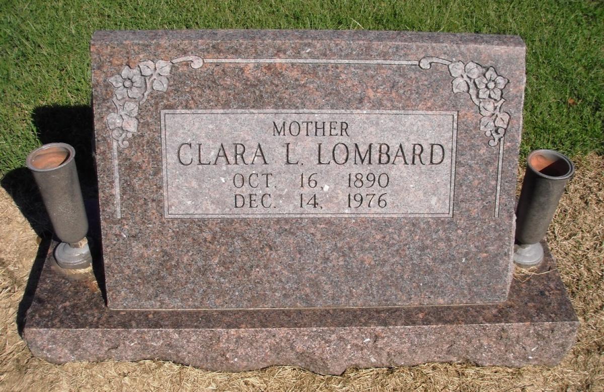 OK, Grove, Olympus Cemetery, Headstone, Lombard, Clara L.