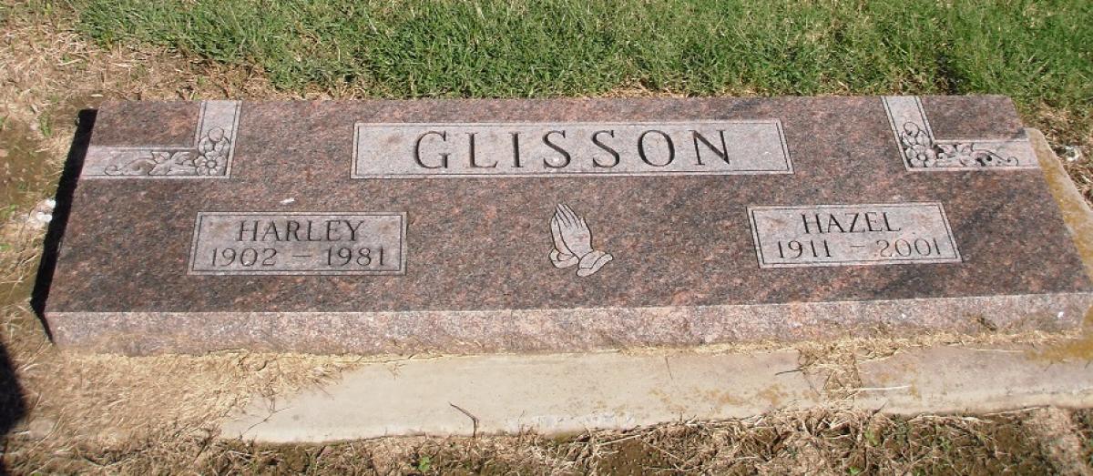 OK, Grove, Olympus Cemetery, Headstone, Glisson, Harley & Hazel