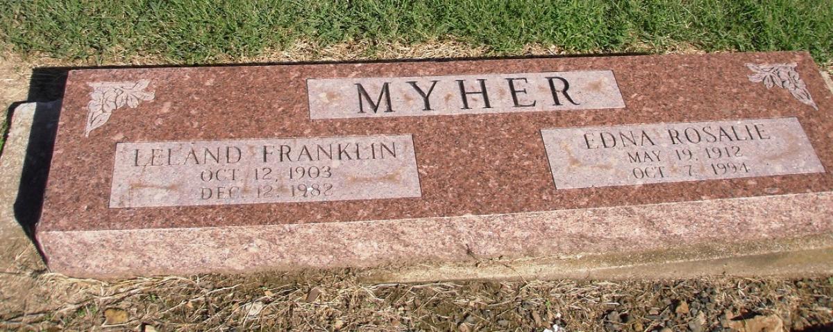 OK, Grove, Olympus Cemetery, Headstone, Myher, Leland Franklin & Edna Rosalie