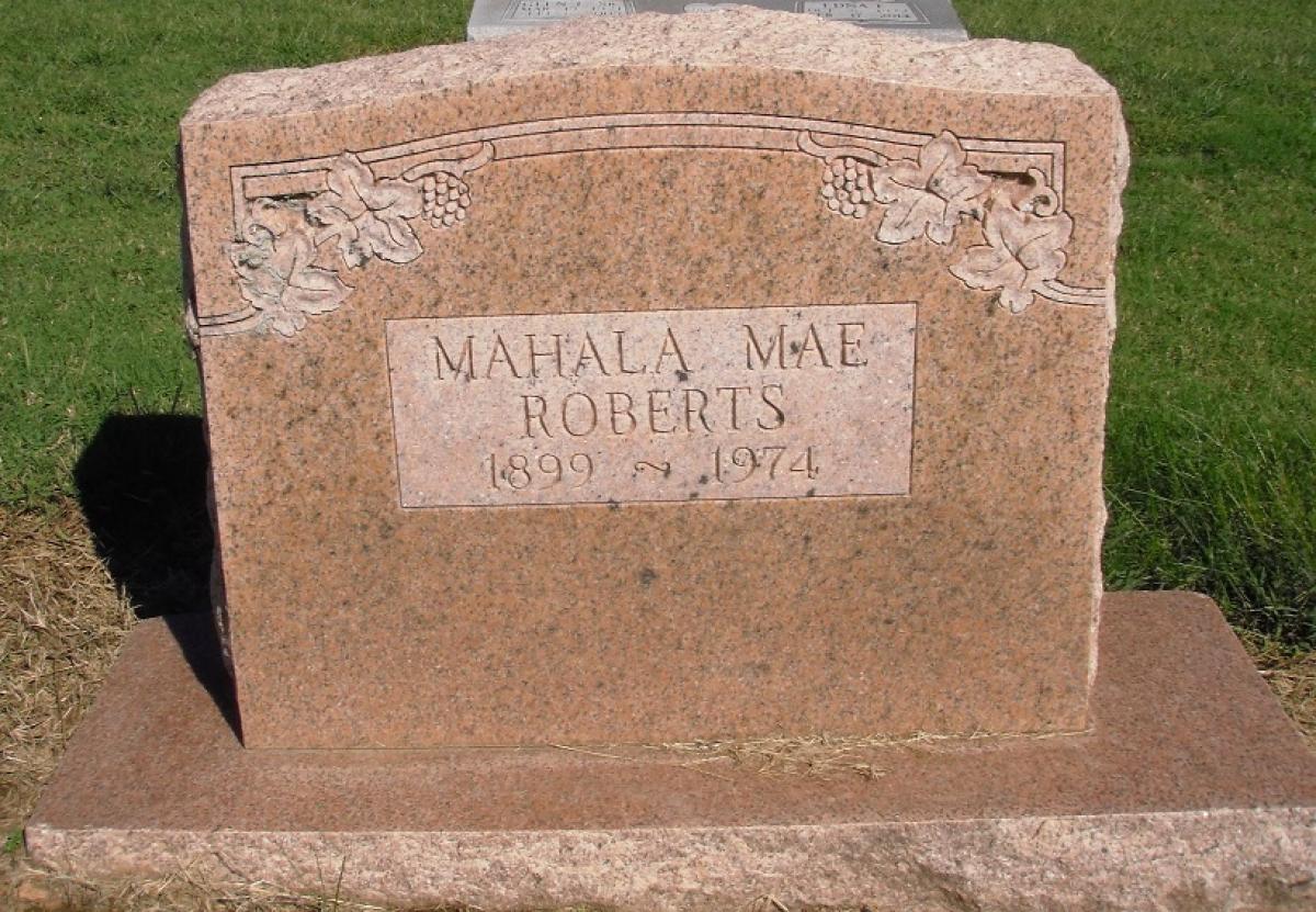 OK, Grove, Olympus Cemetery, Headstone, Roberts, Mahala Mae