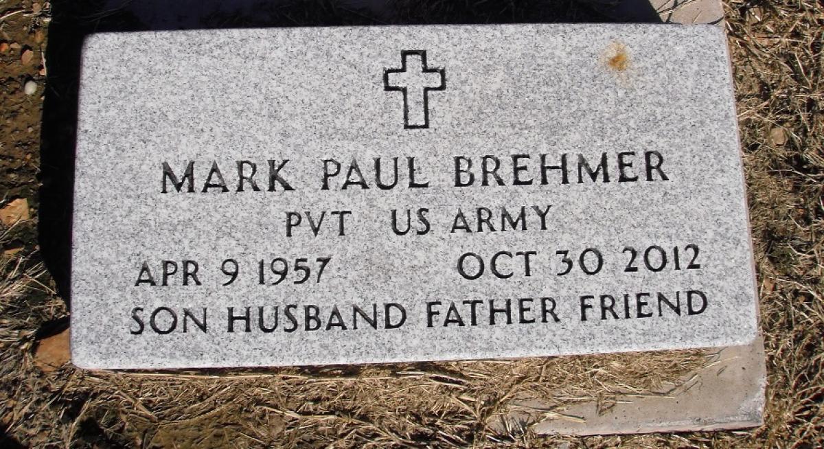 OK, Grove, Olympus Cemetery, Military Headstone, Brehmer, Mark Paul